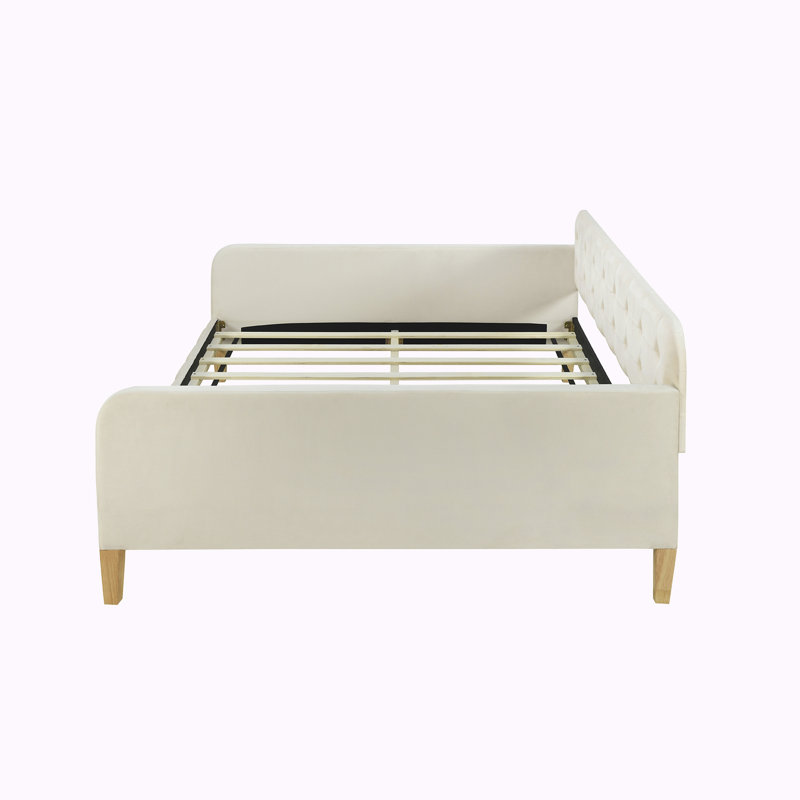 Upholstered Daybed with 4 Support Legs, Twin, Beige