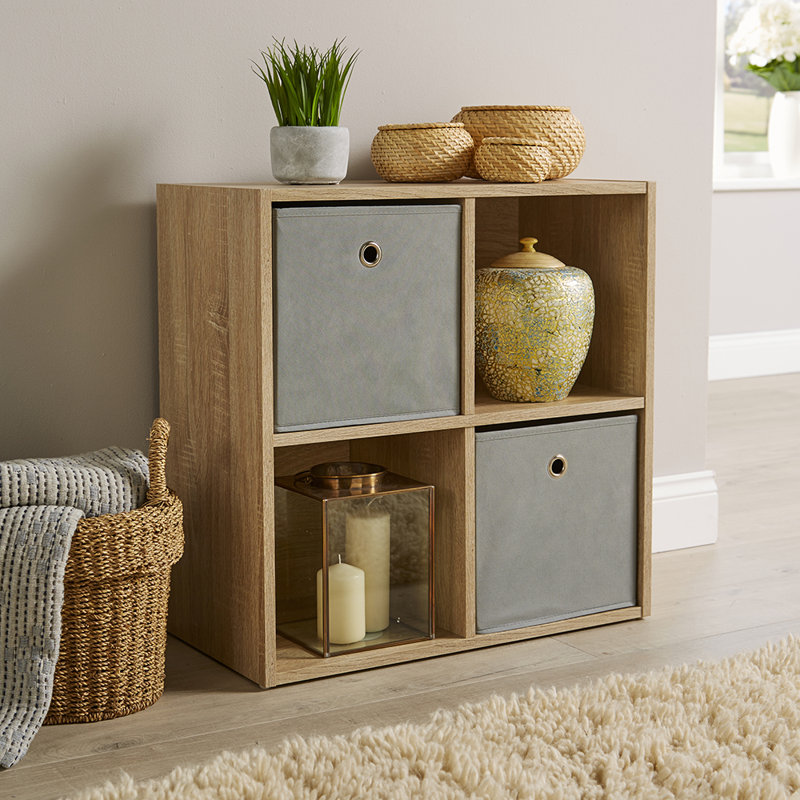 Steib 2x2 Storage Cube Bookcase Unit, Oak