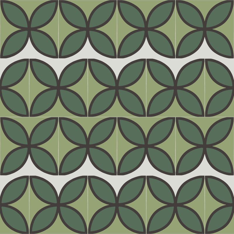 Carreau de mur et de sol à motif ciment / béton 8 po Tapa Fourleaf par Shag, Vert