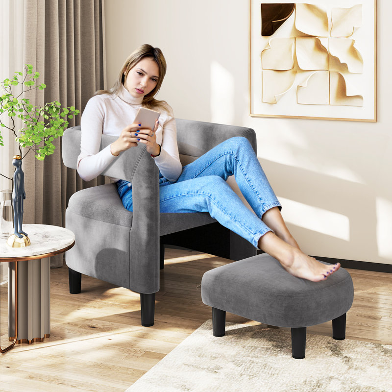 Fauteuil et repose-pieds en velours de 25,5 po Millerville