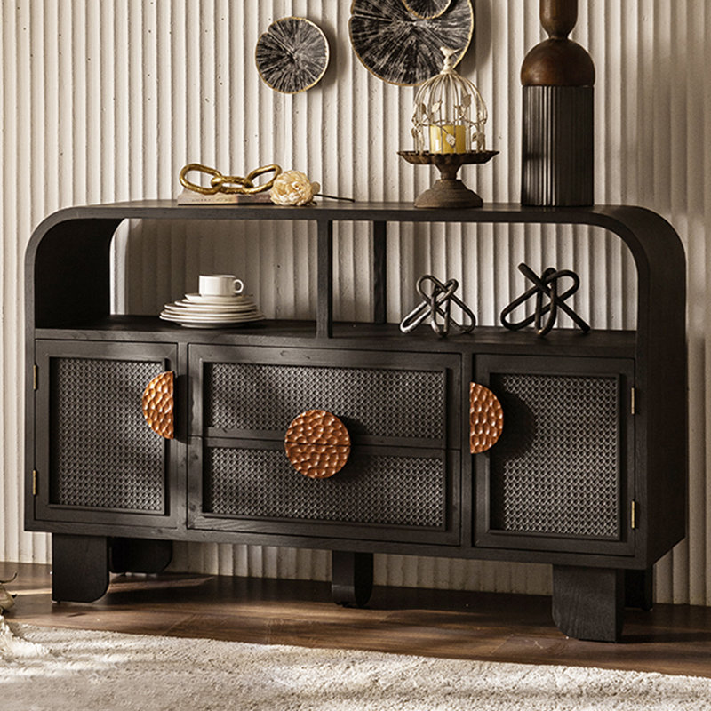 Buffet rétro en bois massif noir