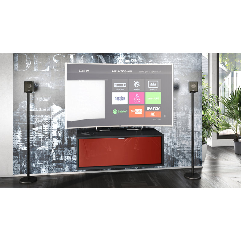 Mccaffrey Unfinished TV Stand for TVs up to 55", Black/Bordeaux High Gloss