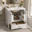 Meuble-lavabo 30 po avec lavabo, meuble-lavabo autoportant avec 1 tiroir et 2 portes à fermeture en douceur avec rangement pour porte, structure et pieds en bois massif, un paquet, blanc