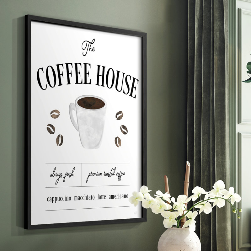 «Always Fresh Coffee House», reproduction encadrée - bois massif, Noir, H 10 po x l 8 po