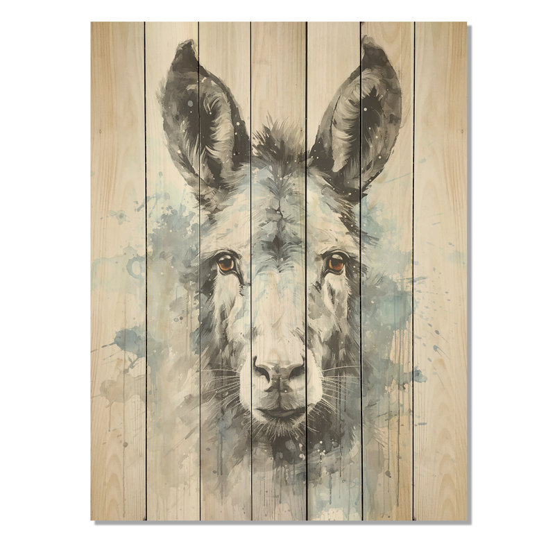 Charmant portrait d'âne gris - impression d'âne sur bois, H 40 po x l 30 po