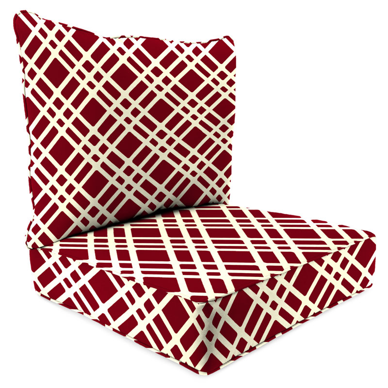 24" x 26.5" Outdoor Deep Seat Chair Cushion Set with Welt, Keenan Bordeaux