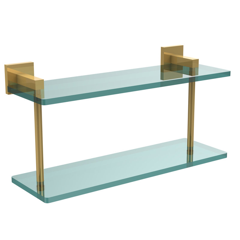 Haranu 2 Piece Tiered Shelf, Unlacquered Brass