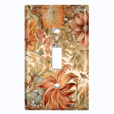 Metal Light Switch Plate Cover; US Standard Size 1 Gang Toggle - Vintage Wildflowers