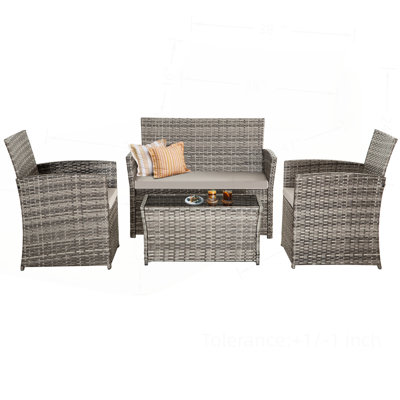 Ensemble de meubles d'extérieur en osier pour terrasse, confortable et durable