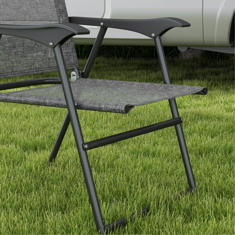 Chaises de camping pliantes avec siège respirant, gris, 2 plateaux de chaise Zero Gravity, gris