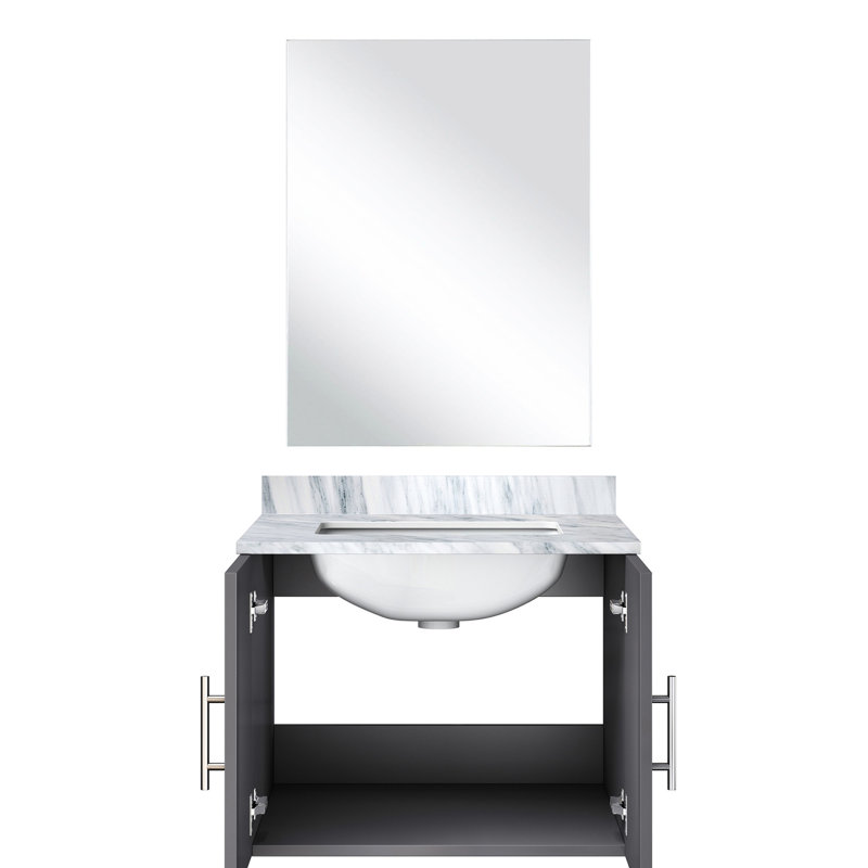 24 po Meuble-lavabo X 22 pour comptoir de salle de bain en marbre et miroir inclus, Gris foncé