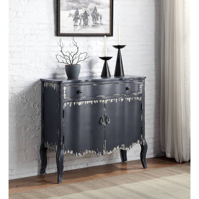 Deianira Antique Gray Finish Console Cabinet