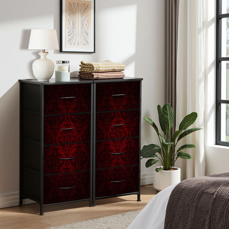4 Drawer Dresser for Bedroom, Narrow Chest of Drawers, Wooden Top and Study Iron Frame 18"x37.5"-(WxH)