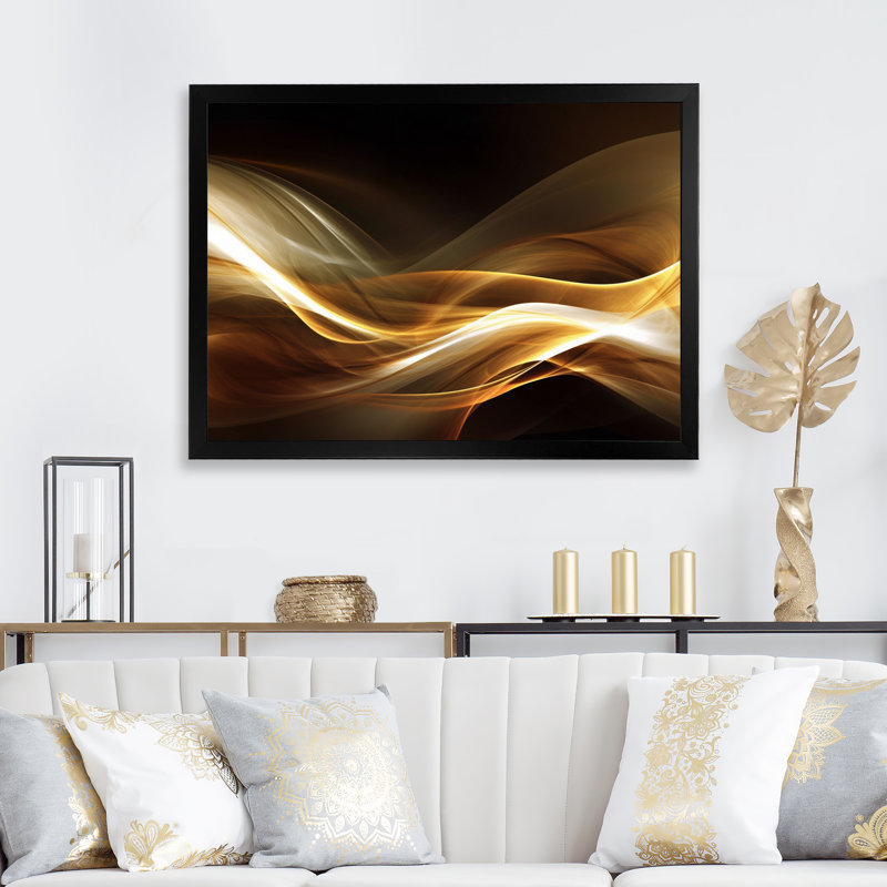 Art moderne sur toile, "Gold Elegant Modern Sofa II", Cadre d'angle fermé noir, H 12 po x l 20 po x P 1 po