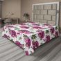 Rose vif / motif floral vert olive