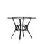 Table de salle à manger ronde en verre de 42 po avec structure en métal de style croissant Hardrick-28473371-28473368