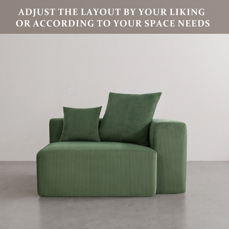 Chaise longue rembourrée en velours côtelé Osterhus, Vert