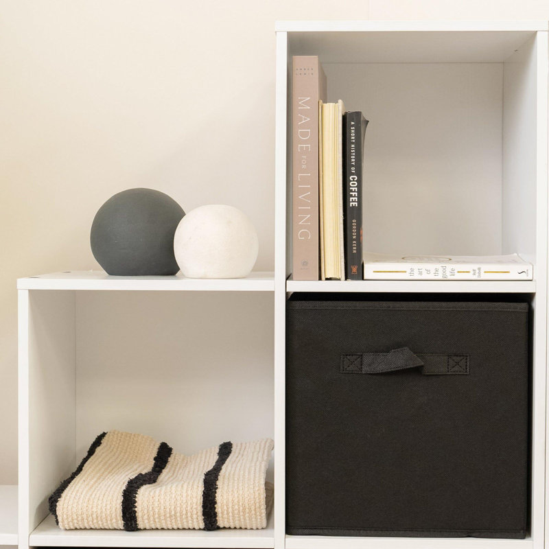 Northville 12 Cube Bookcase Ladder Storage Unit - Two 6 Cube Units, White/Black, Yes