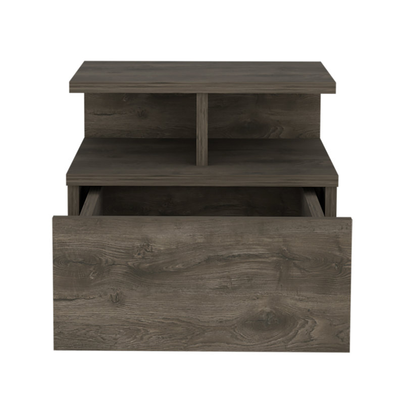 12" Brown Wood One Drawer Floating Nightstand