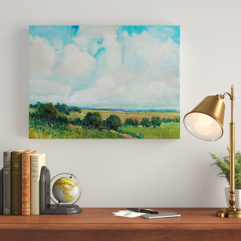 «Looming Clouds I», peinture sur toile tendue, H 14 po x l 19 po x P 2 po