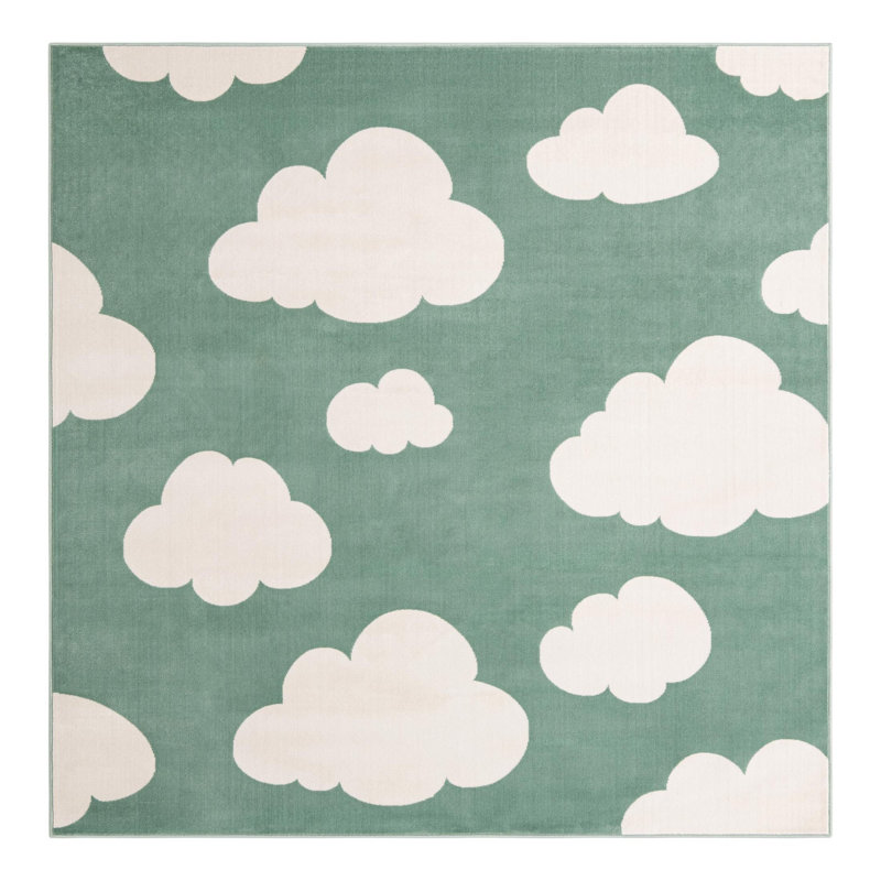 Unique Loom Clouds Whimsy Kids Rug, Square 7'10"