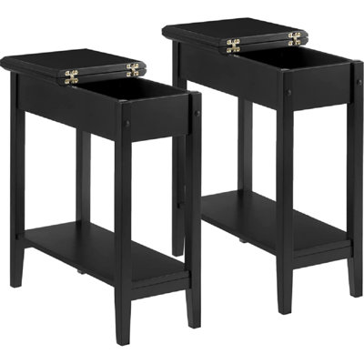 Table de bout moderne avec rangement rabattable et tablette ouverte Jonica