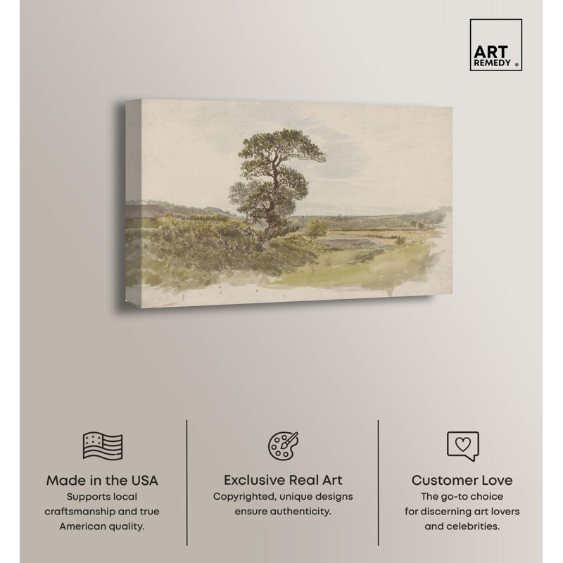 Tree in Foreground Rustic Farmhouse Landscape Canvas Art, 15" x 10"