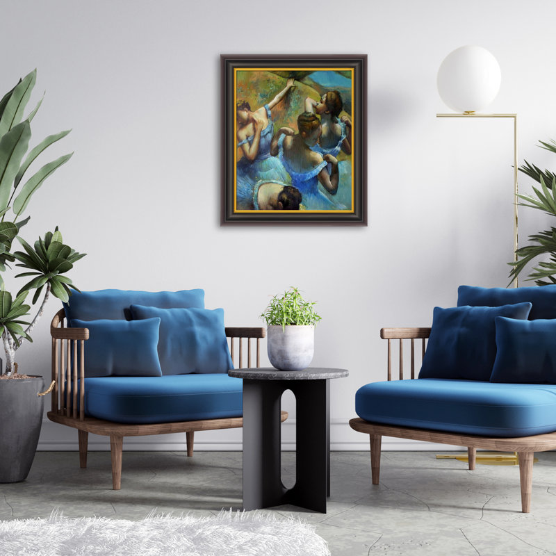 «Blue Dancers» par Degas, peinture encadrée, H 26 po x l 30 po x P 2 po, Encadré opulent
