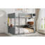Grand lit superposé en bois avec tablettes intégrées Rangement, aucun sommier tapissier requis, gris-215622635