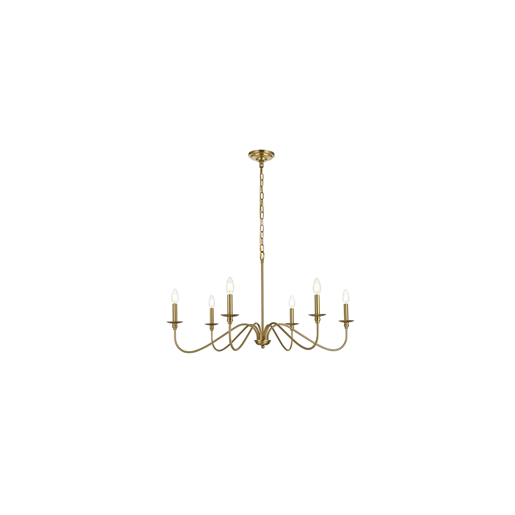 Ableton 6 - Light Candle Style Classic / Traditional Chandelier, 19" H x 36" W x 36" D, Satin Gold