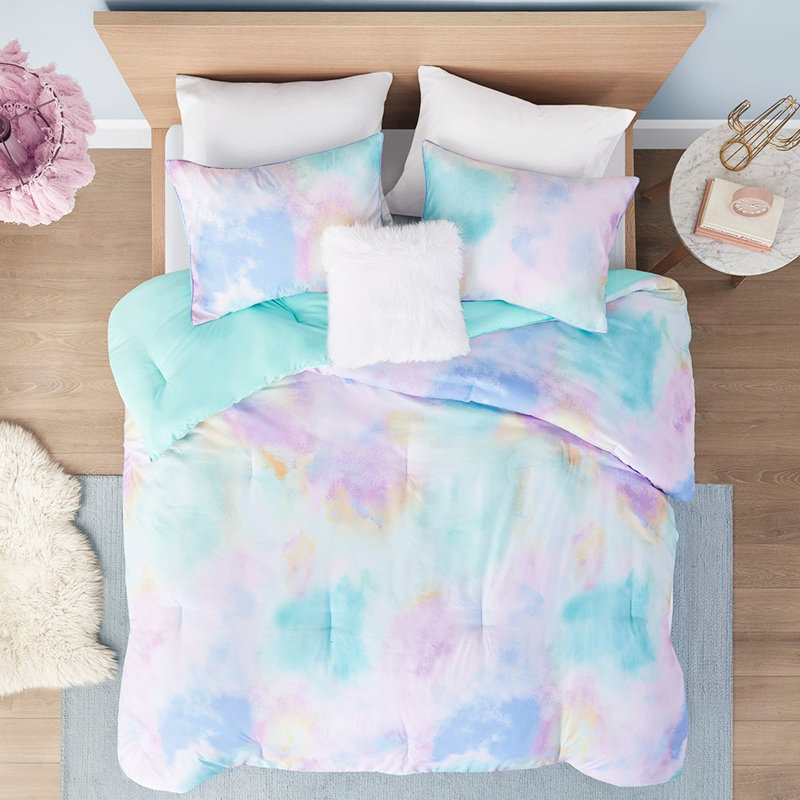 Très grand / très grand lit avec taies décoratives Tie Dye, l 20 po x L 36 po, taies décoratives multicolores