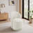Upholstered Modern Light Sand Chenille Barrel Swivel Side Dining Chair-111969059