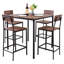 Ensemble table et chaises de bar 5 pièces avec bords arrondis, table de bar carrée et quatre tabourets pour salon et salle à manger