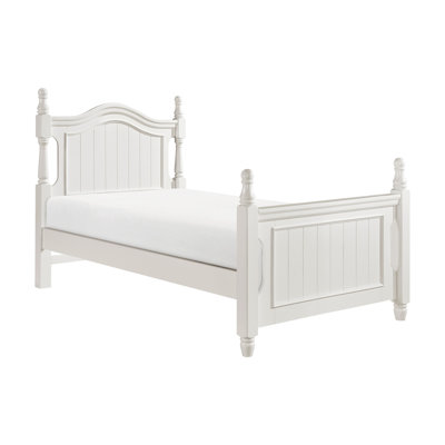 Lit simple classique à finition blanche - Mobilier de chambre à coucher en bois avec tête de lit