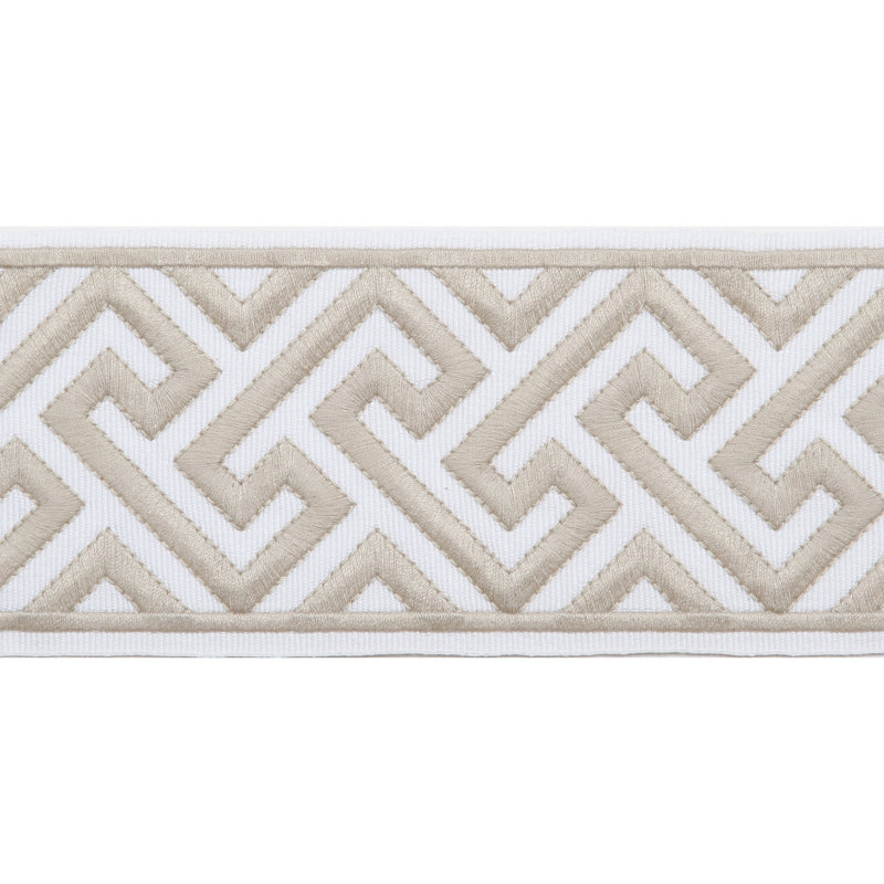 Tissu à bordure en ruban, Beige clair / blanc