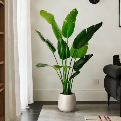 Arbre de bananier artificiel en pot décoratif blanc