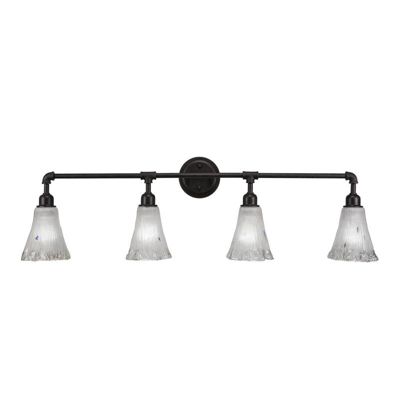 Barre d'éclairage de salle de bain 4 lumières Eilif Vintage, Argent vieilli, Givré