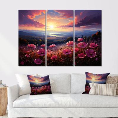 «Pink Crimson Flower S Embrace II», ensemble de reproductions d'art mural