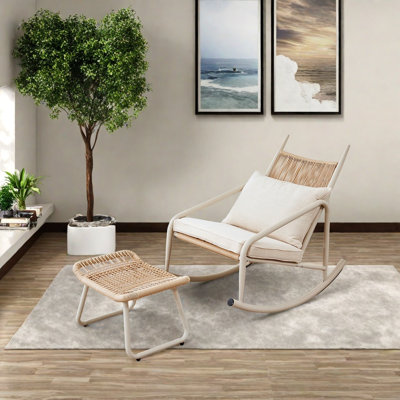 Rattan woven imitation wood grain leisure chair