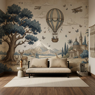 Hot Air Balloon Wallpaper Balloon Ride Removable Sky Travel Wall Decor