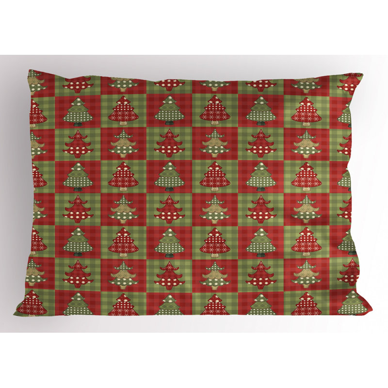 Festive Red and Green Christmas Tree Polyester Pillow Sham