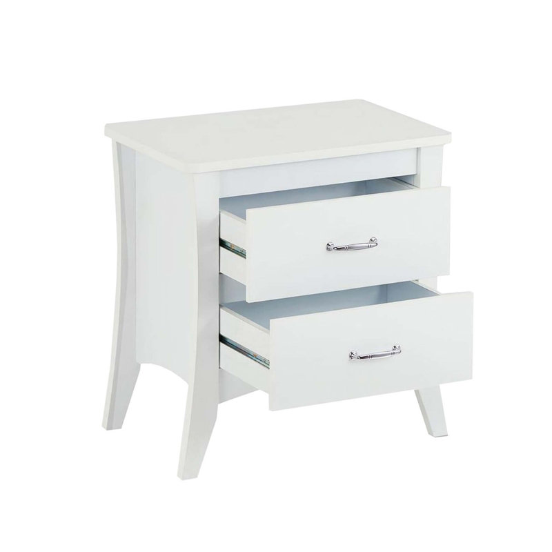 MDF Wooden Nightstand With 2 Drawers
