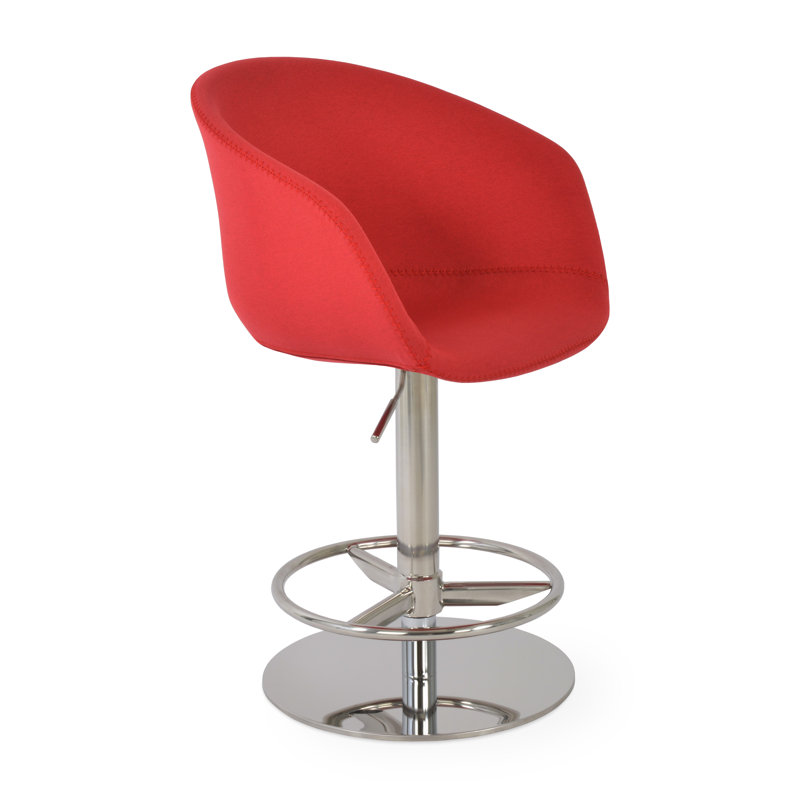 Tribeca Swivel Adjustable Height Bar Stool, Polished, Red