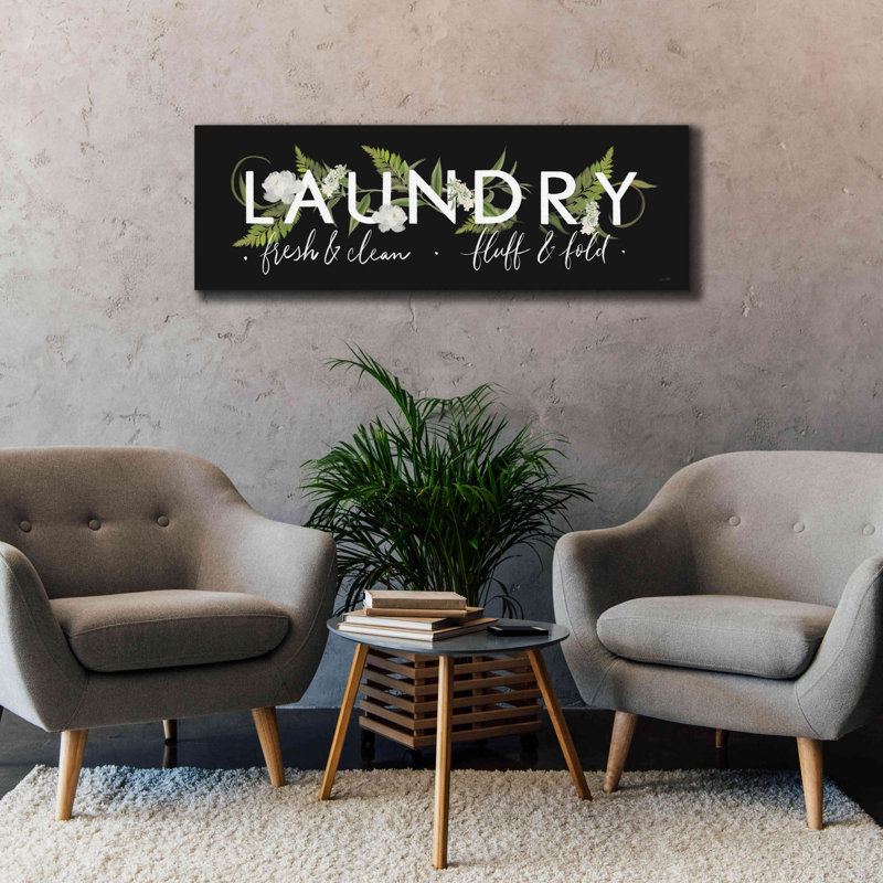 "Gracie Oaks" Laundry Sign "par House Fenway, estampe numérique sur toile, H 20 po x l 60 po x P 1,5 po