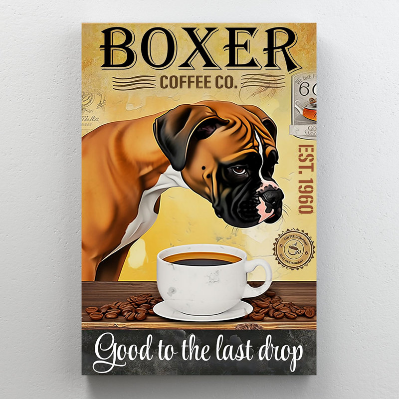 Boxer Coffee Co 1 - 1 pièce, impression rectangulaire, H 36 po x l 24 po x P 1,25 po