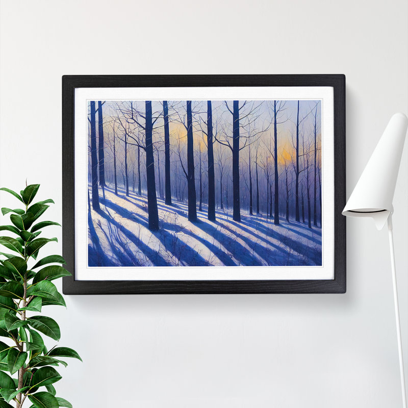 XH1022-8608X Sunrise Winter Forest Vol.5 - Single Picture Frame Print, 25cm H x 34cm W, Black