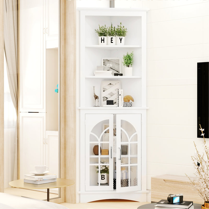 Armoire de rangement d'angle avec portes et tablettes réglables