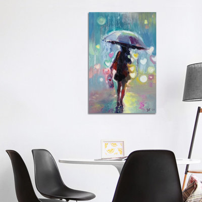 Rainy Lights 1 Piece Wrapped Canvas Painting