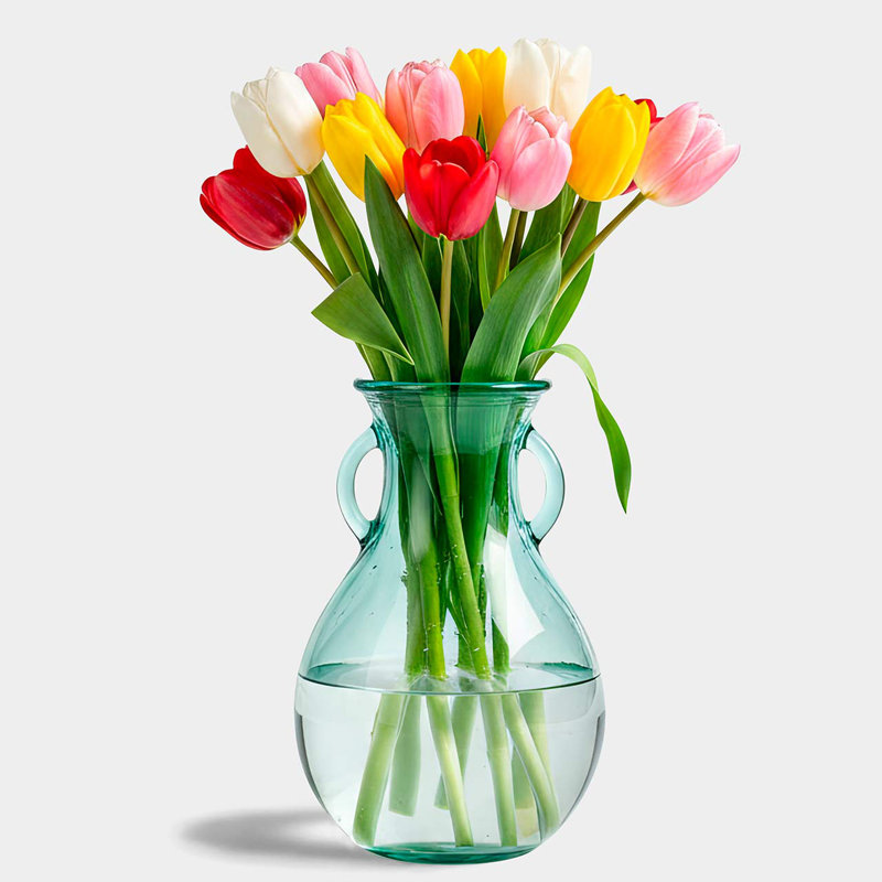 Grand vase en verre de style champêtre français, 9,5 pouces, capacité de 73 oz, H 9,5 po x l 6,25 po x P 6,25 po