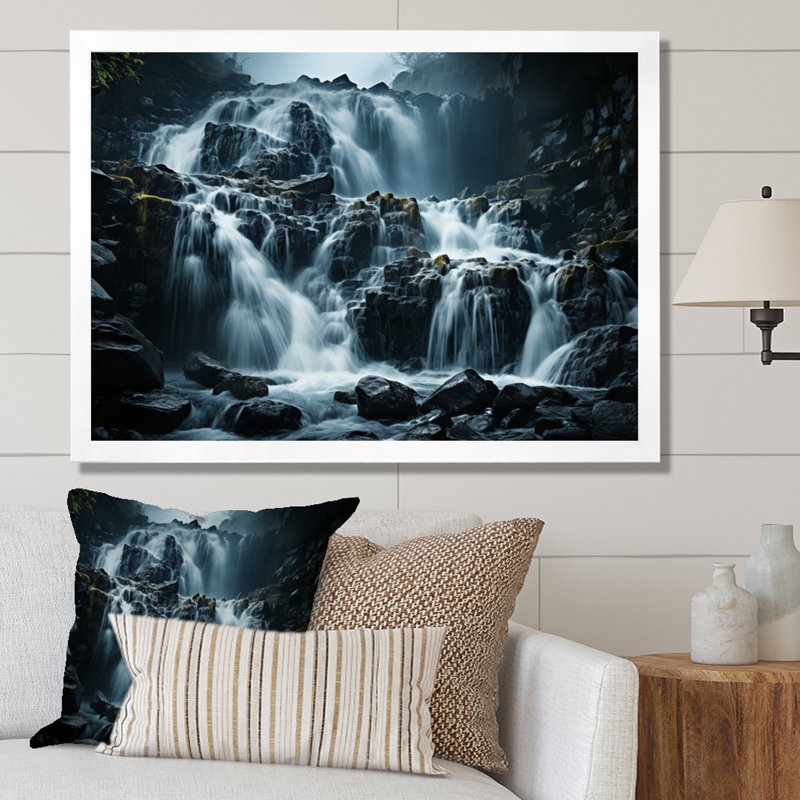 Waterfall Eernal Cascade IV, reproduction d'art sur toile, Cadre simple blanc, H 12 po x l 20 po x P 1 po
